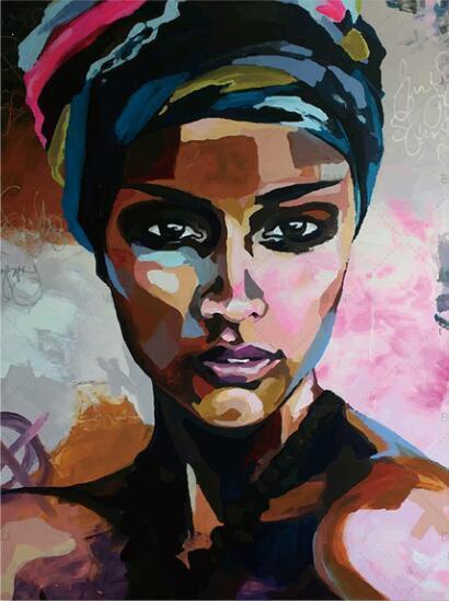 Afrikaanse vrouw gevlekt-Diamond Painter