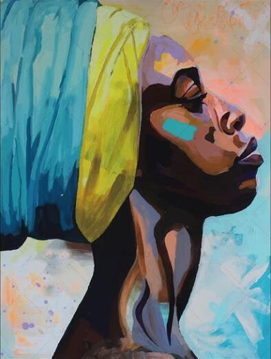 Afrikaanse vrouw met een doek in het haar-Diamond Painter