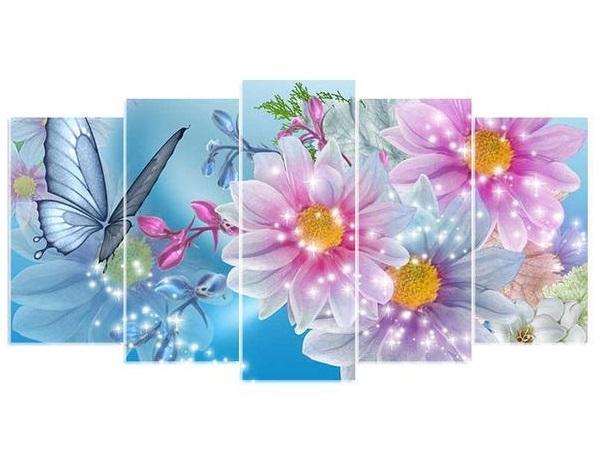 Diamond Painting 5 Luiken Bloemen Met Vlinder 3-Diamond Painter