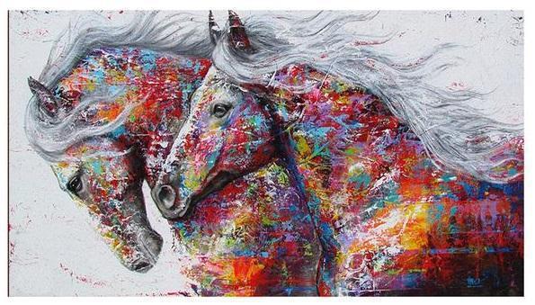 Diamond Painting Gekleurde Paarden-Diamond Painter