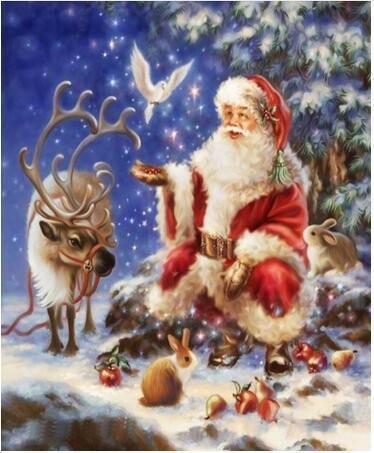 Diamond Painting Kerstman Met Witte Vogel-Diamond Painter