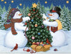 Diamond Painting Kerstmis Sneeuwpoppen Met Kerstboom-Diamond Painter