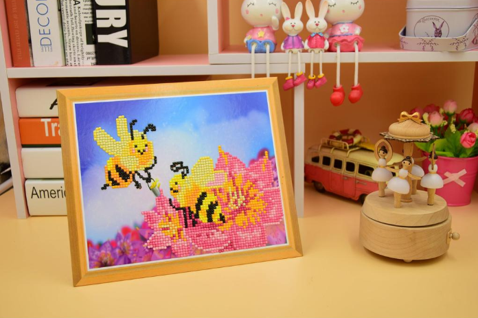 Kinder Fotolijst Standaard Met Diamant Painting - Bijen-Diamond Painter