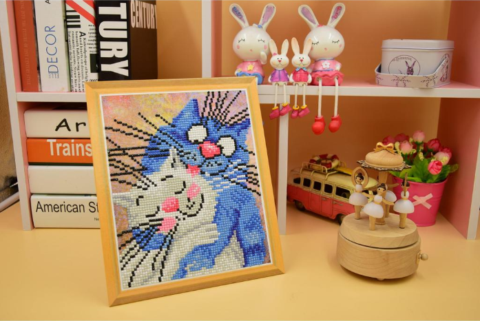 Kinder Fotolijst Standaard Met Diamant Painting -Lieve Katten-Diamond Painter