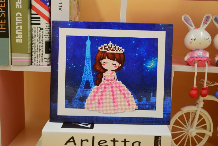 Kinder Fotolijst Standaard Met Diamant Painting -Parijs Prinses-Diamond Painter