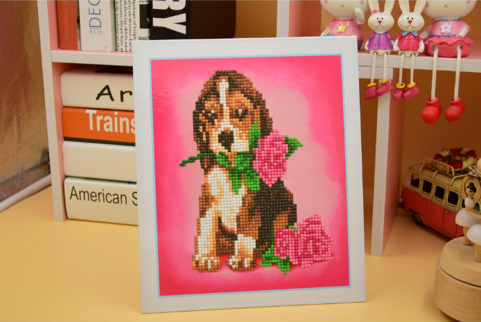 Kinder Fotolijst Standaard Met Diamant Painting - Romantische Hond-Diamond Painter